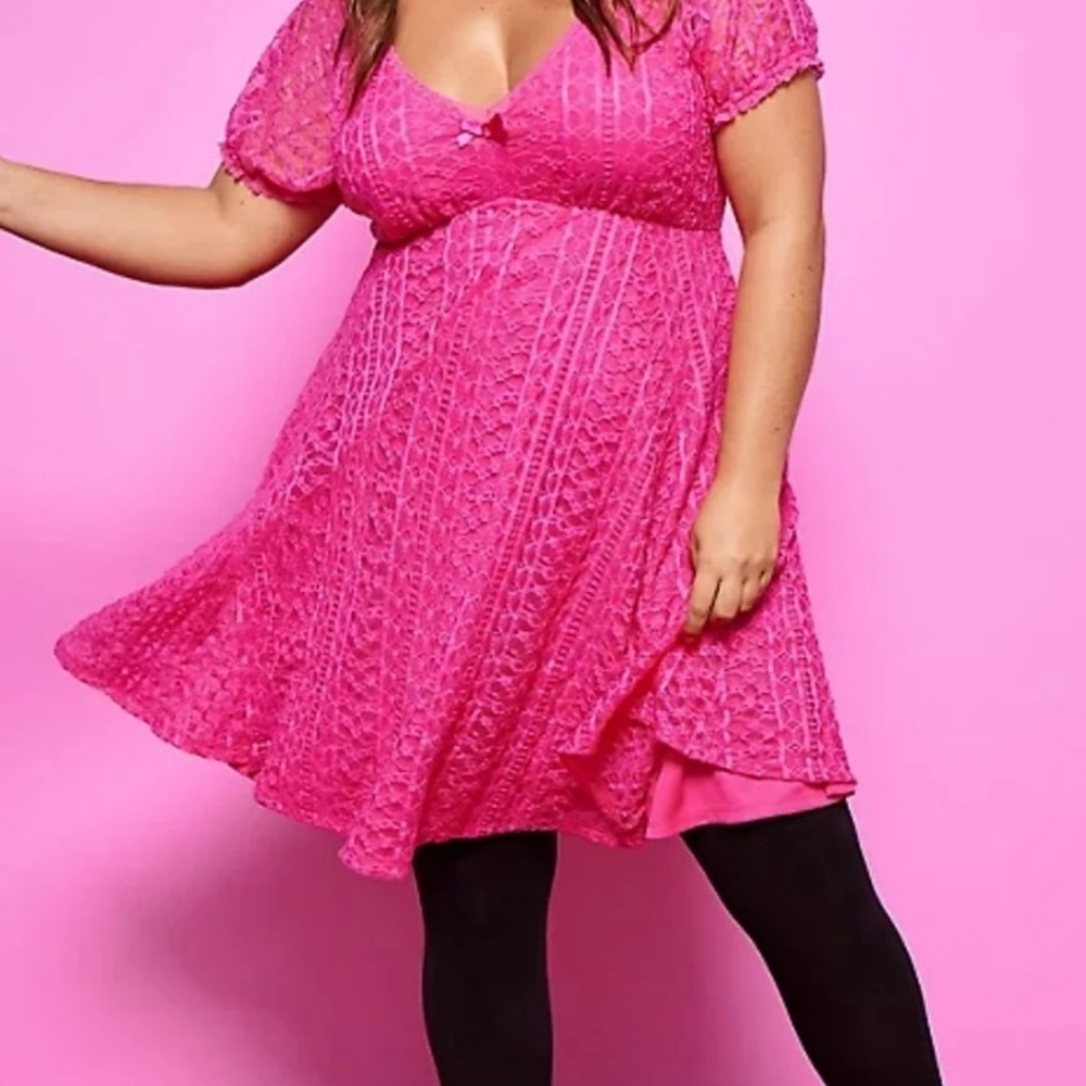 Torrid x Betsey Johnson Hot Pink Lace Fit & Flare